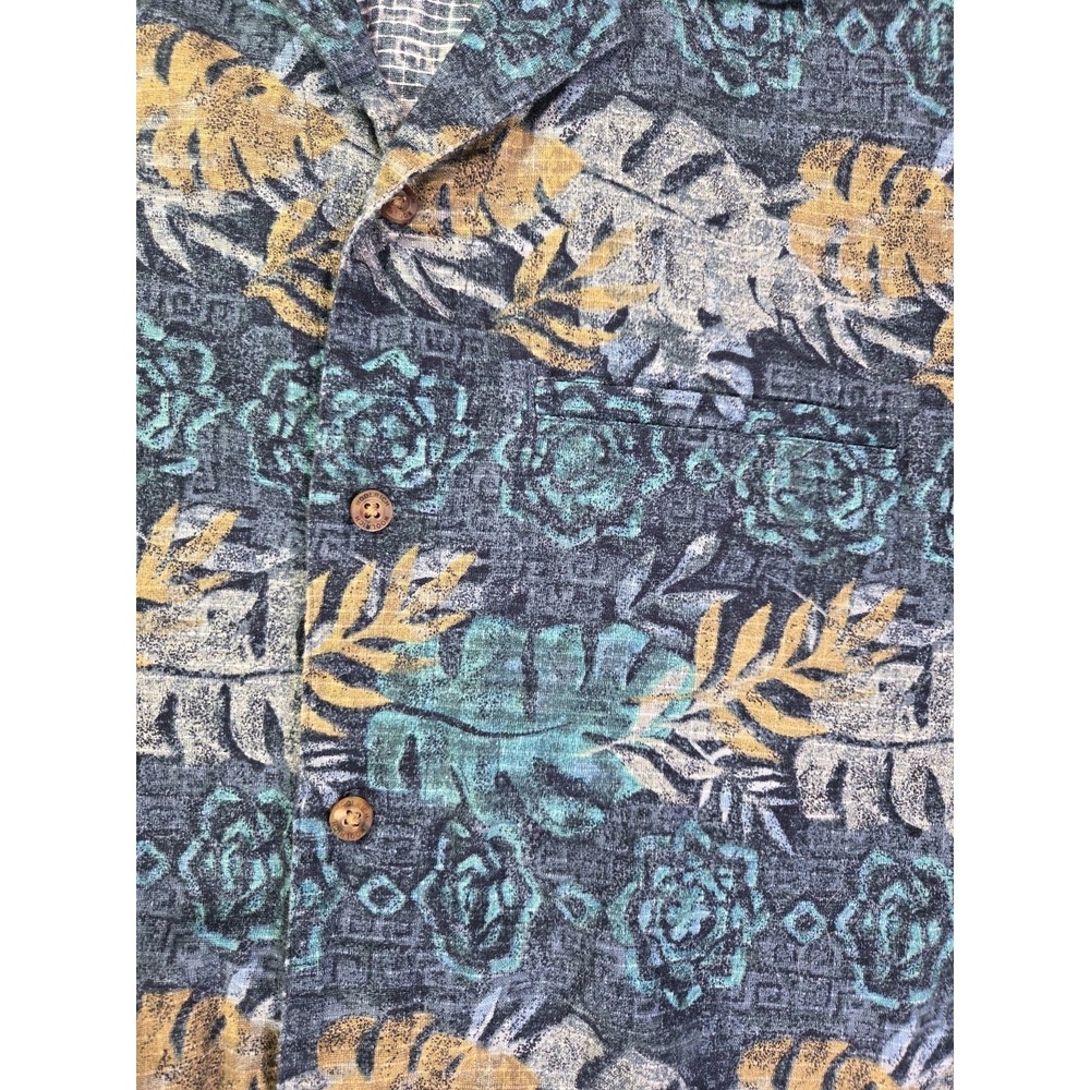 Woolrich Tropical Hawaiian Shirt Mens Large Green Palm Leaf Button Up Casual - Picture 3 of 9
